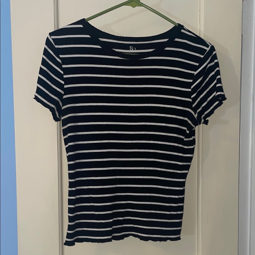 SO Black and White Striped Short Sleeve Tee